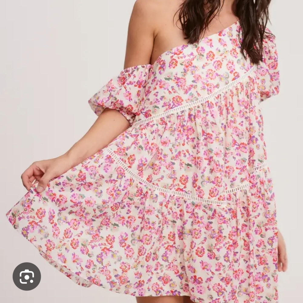 Floral One-Shoulder Mini Dress - Pink Floral